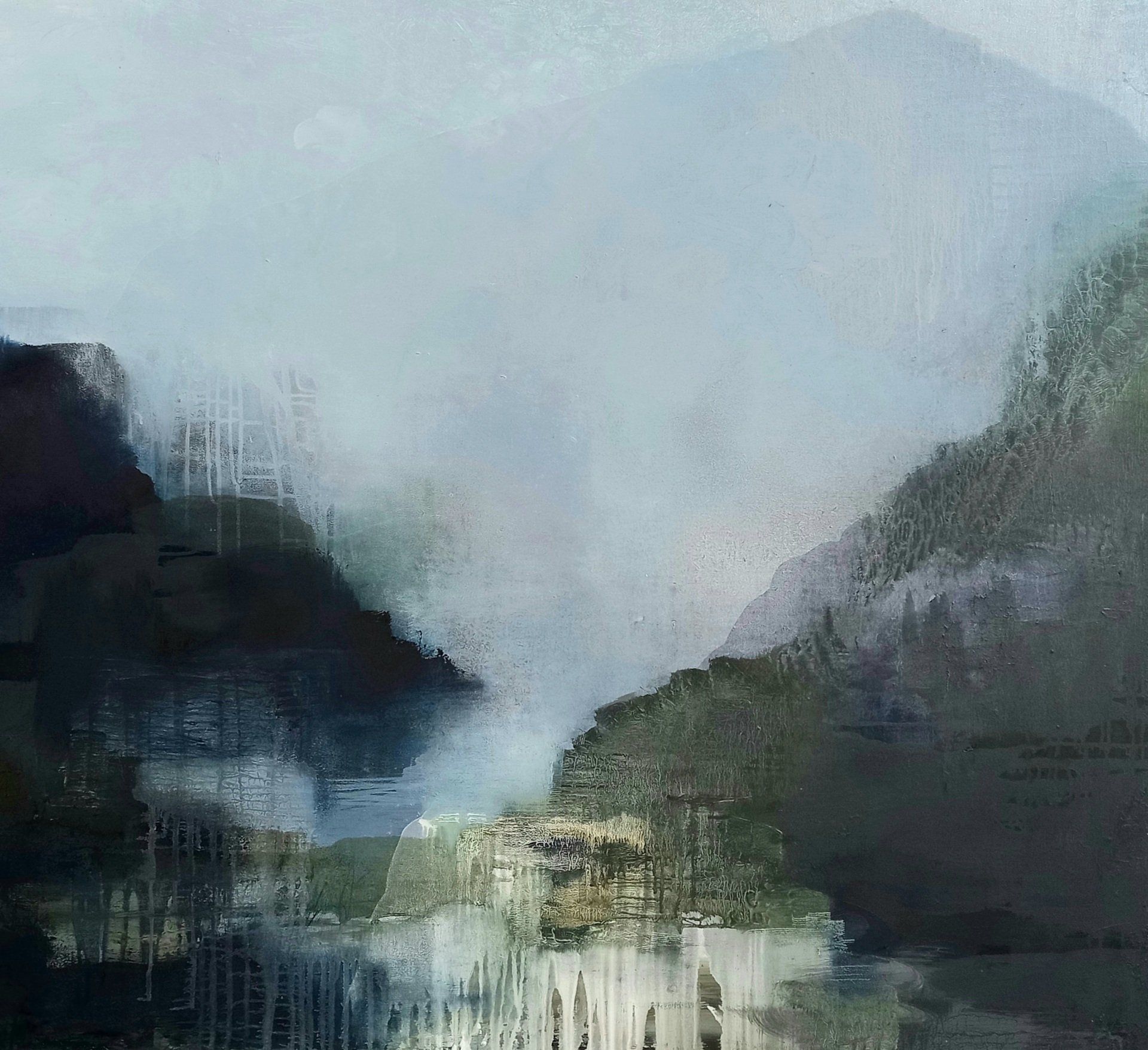 Misty landscape painting