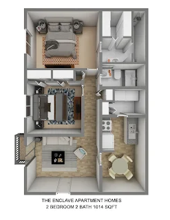 Enclave Apartments - 2 Bedroom Floor plan