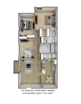 Enclave Apartments - 3 Bedroom Floor Plan