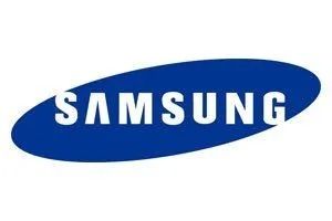Samsung logo: White "SAMSUNG" text in a blue oval.