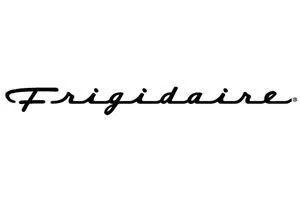 Frigidaire logo in black script on a white background.