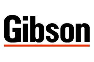 Gibson logo: black text with a red line underneath.