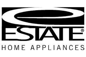 Estate Home Appliances logo. Black and white logo with 