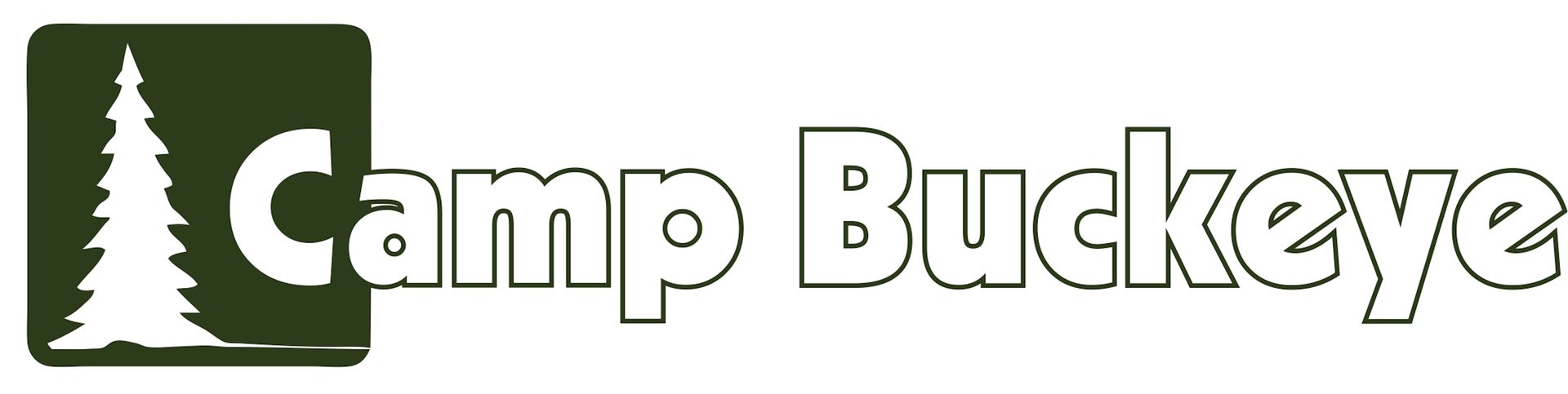 A logo for camp buckeye with a tree on it