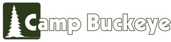A logo for camp buckeye with a tree on it