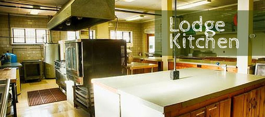 A kitchen with the words lodge kitchen written on it