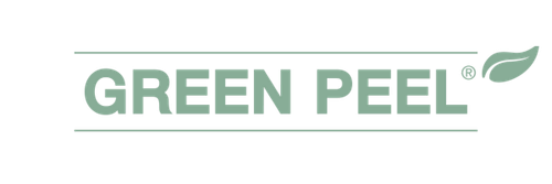 Green Peel logo with the words "GREEN PEEL" in green, and a green leaf. LD BEAUTY CENTAR
