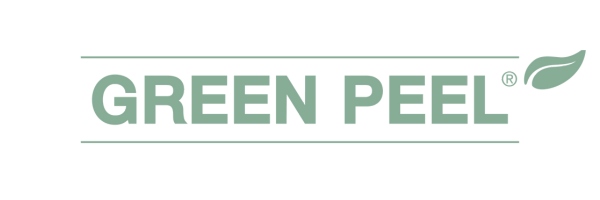 Green Peel logo with the words "GREEN PEEL" in green, and a green leaf. LD BEAUTY CENTAR