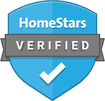 HomeStars Verified badge: blue shield with checkmark, gray banner 