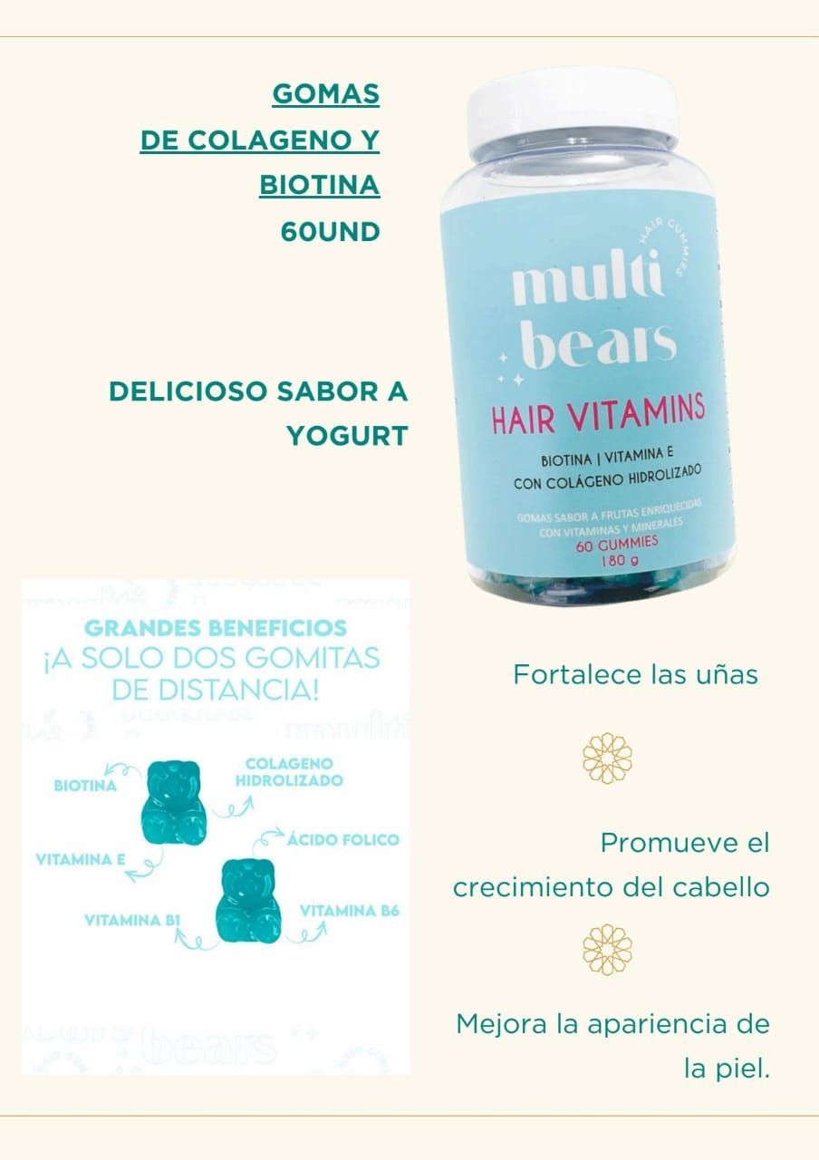 Una botella de vitaminas para el cabello con sabor a yogur.