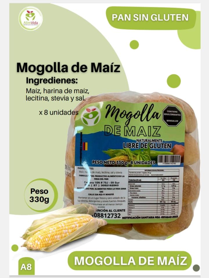 Una bolsa de mogolla de maíz con la imagen de una mazorca de maíz.