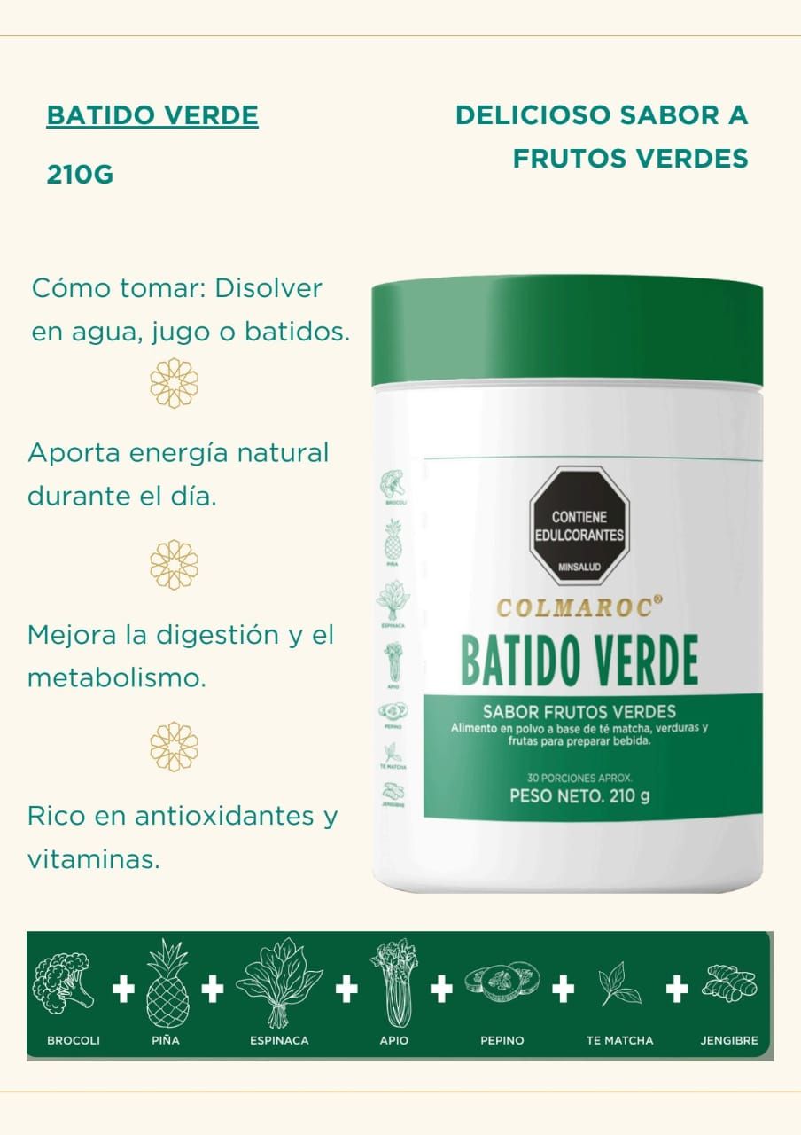 Una foto de una botella de batido verde.