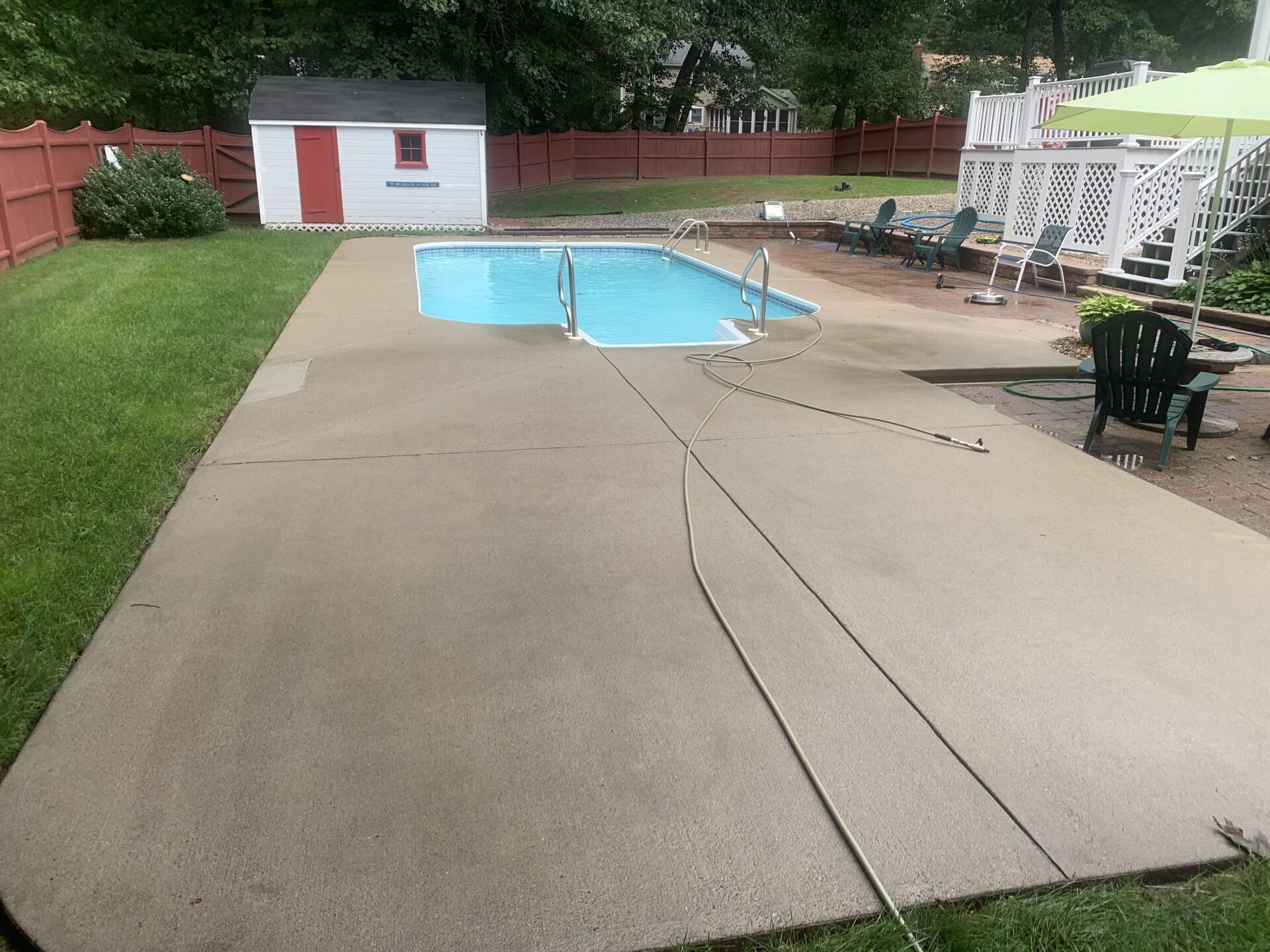 pool deck washing after