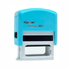 Carimbo autoentintado Nykon Power 302 nas cores azul e cinza.