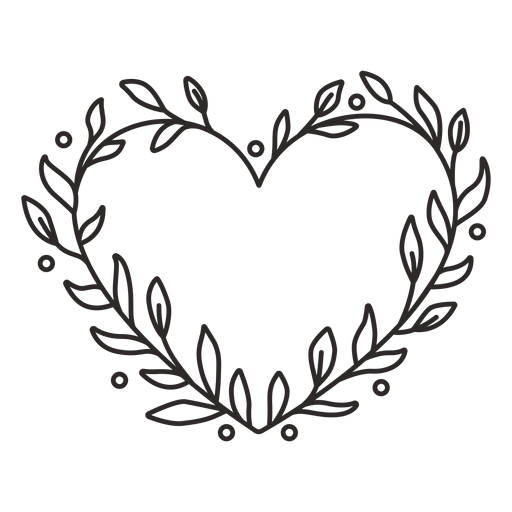 Um coração feito de galhos e folhas em um fundo branco.