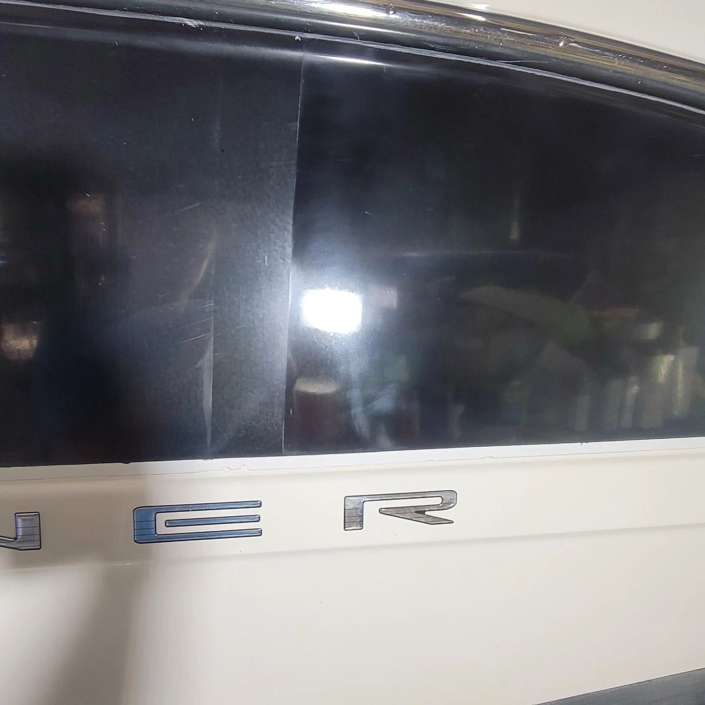 The chrome lettering