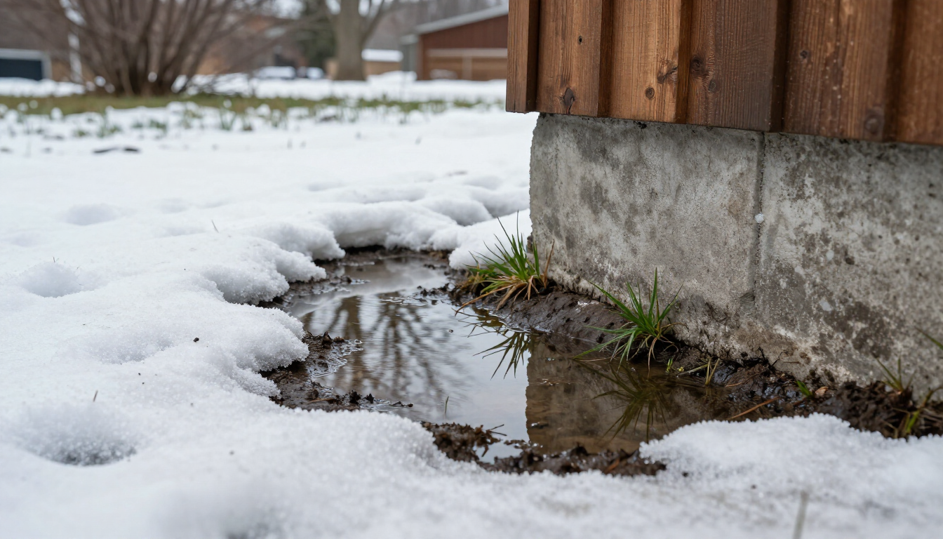 Outdoor drain clearing during spring thaw