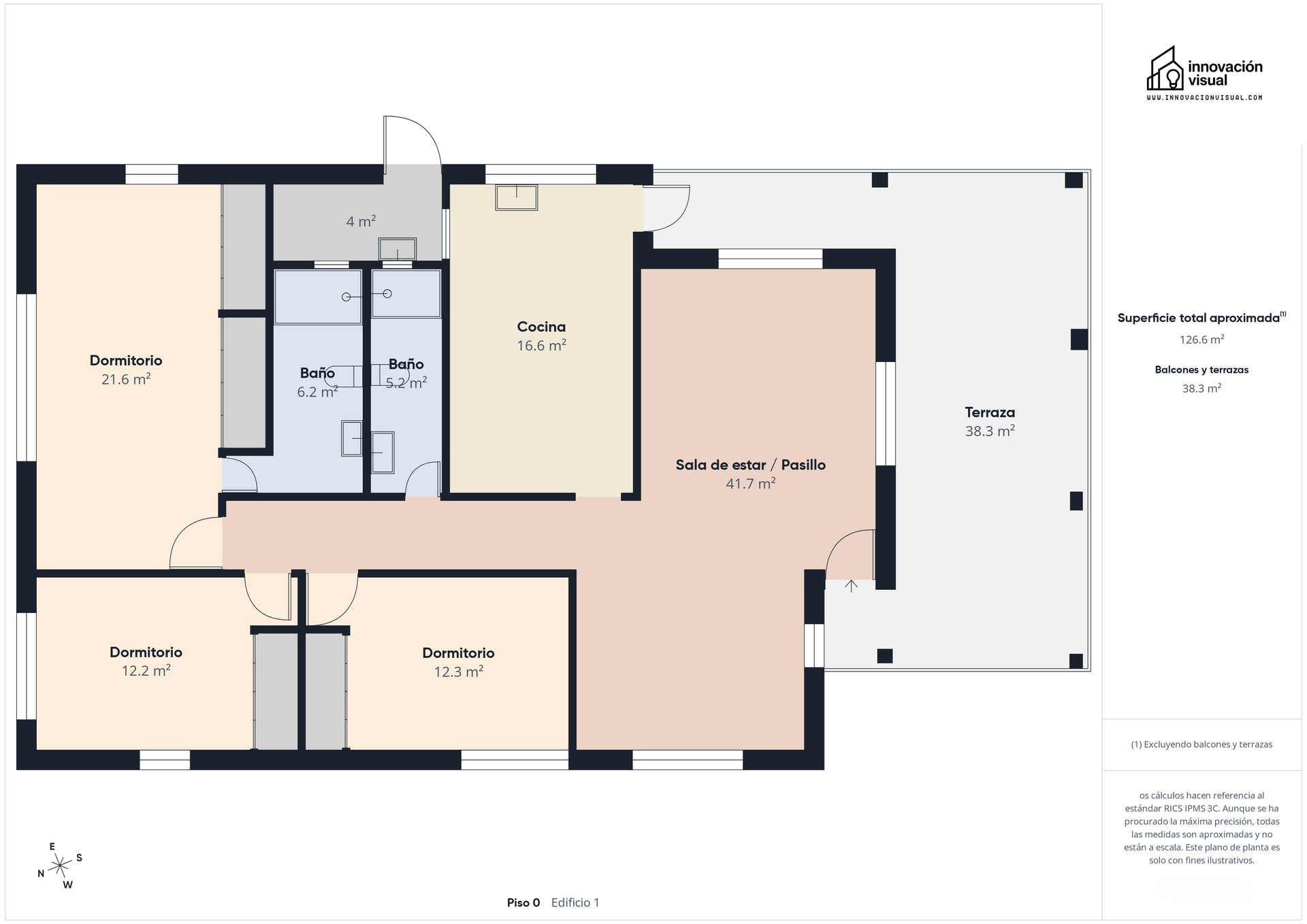 Render y plano 3D de distribución estructural para propiedad en venta en Antón.