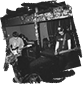 Band performing on stage: guitarist, keyboardist, drummer; dim lighting, indoor venue.