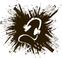 White headphones with a cord on a brown, textured background.