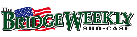 The Bridge Weekly showcase logo with an American flag on it