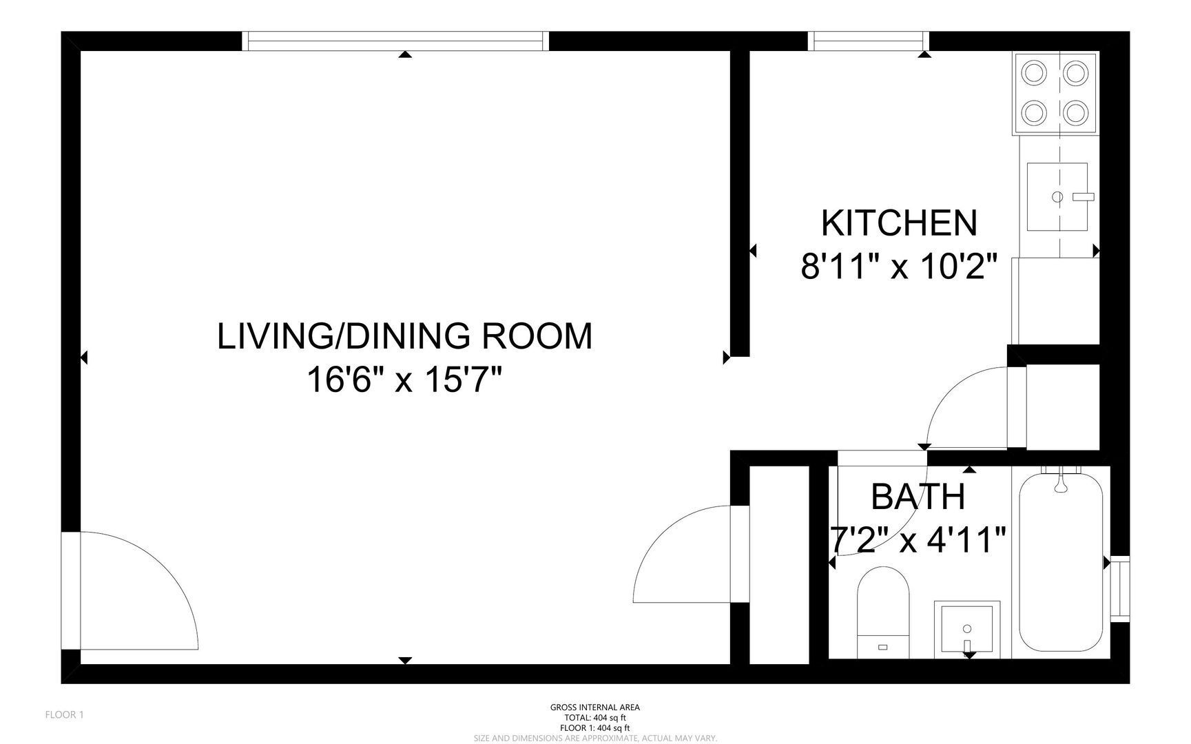 Floor Plan: Studio · 1 Bath