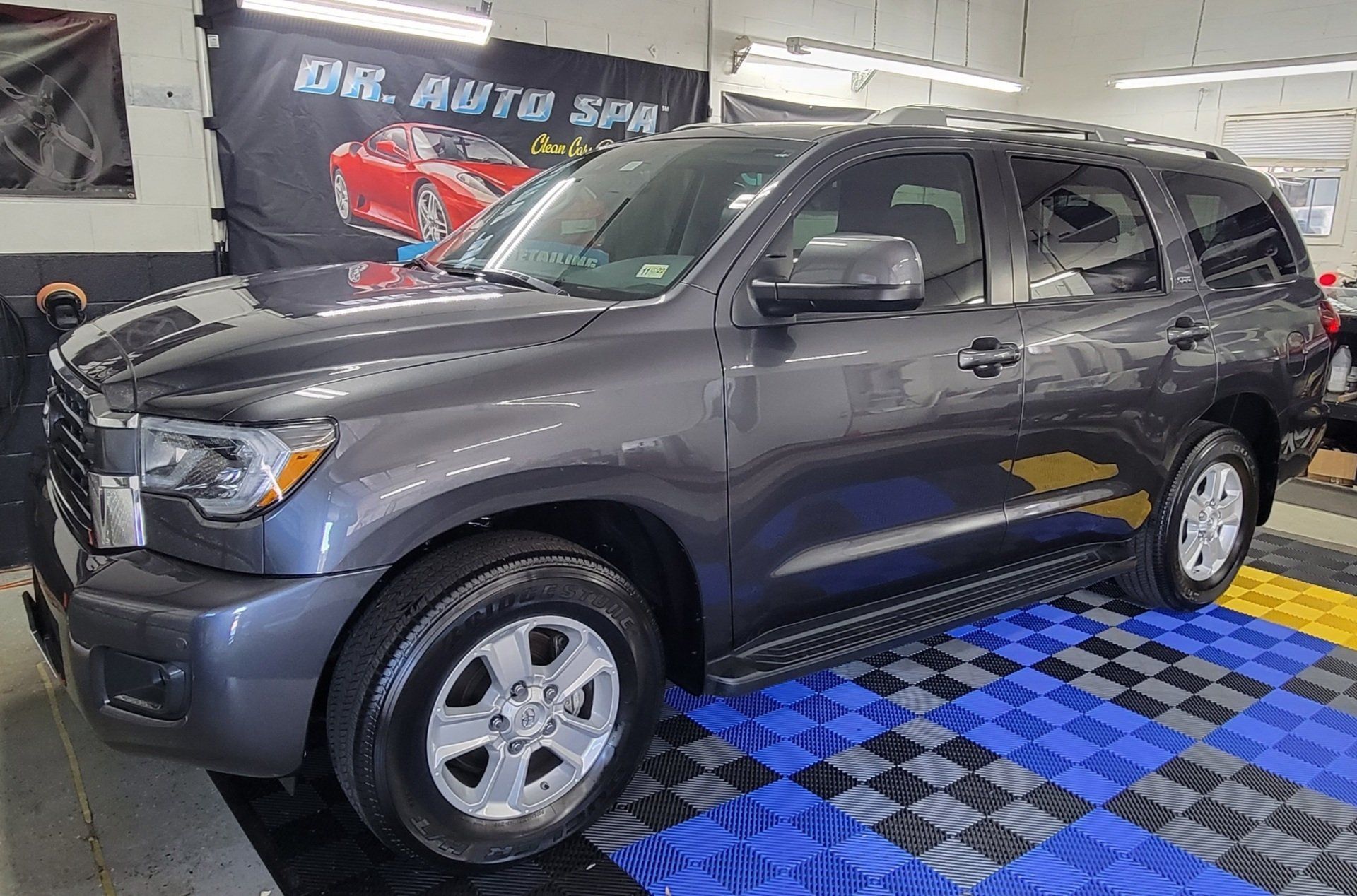 black audi in sunset after detailing