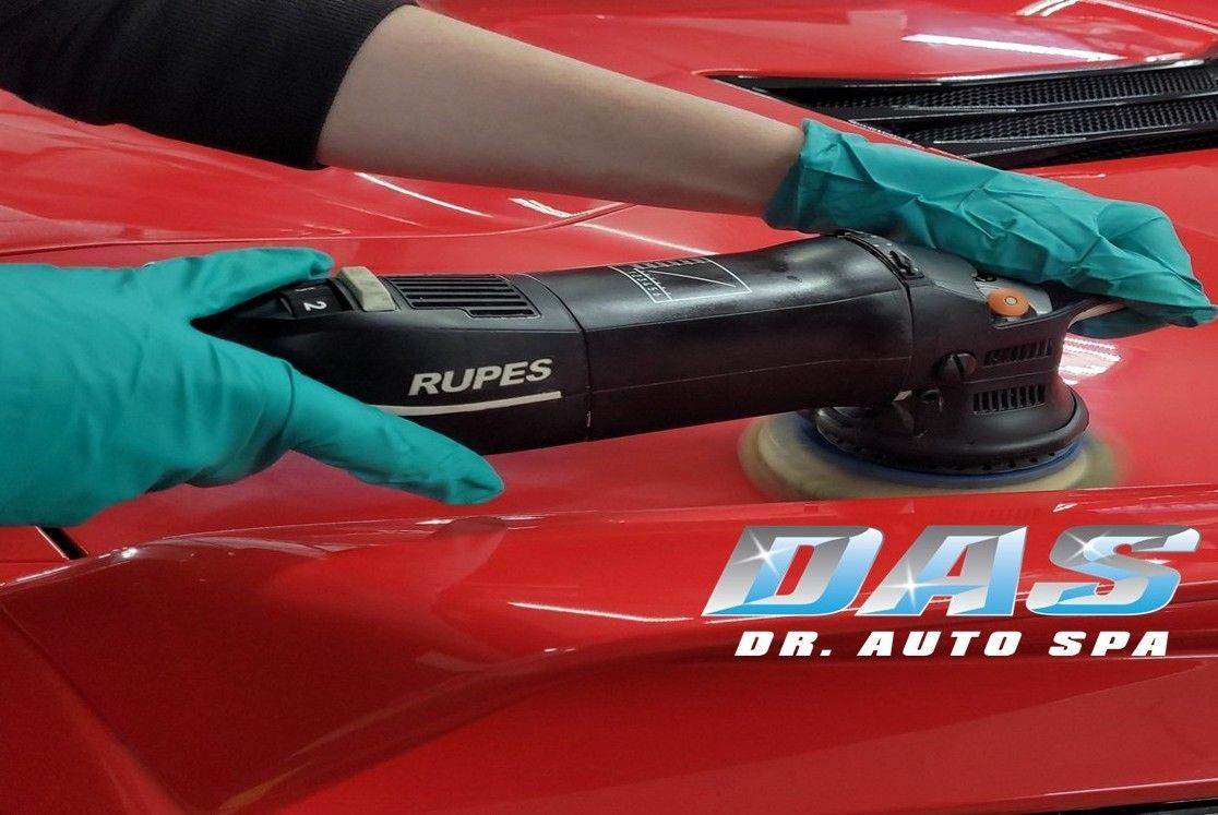 image of machine polishing a  chevy corvette