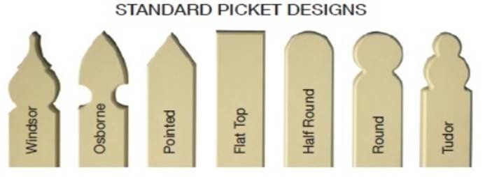 standard fence picket designs