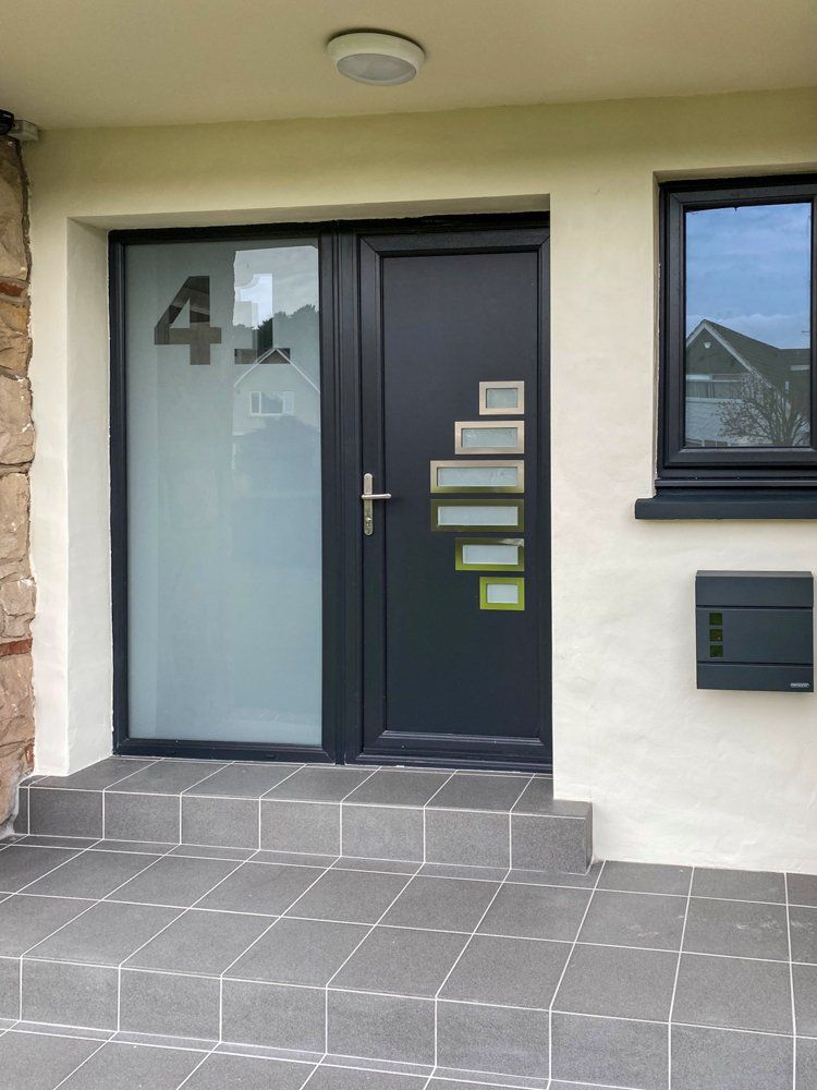modern door with small windows