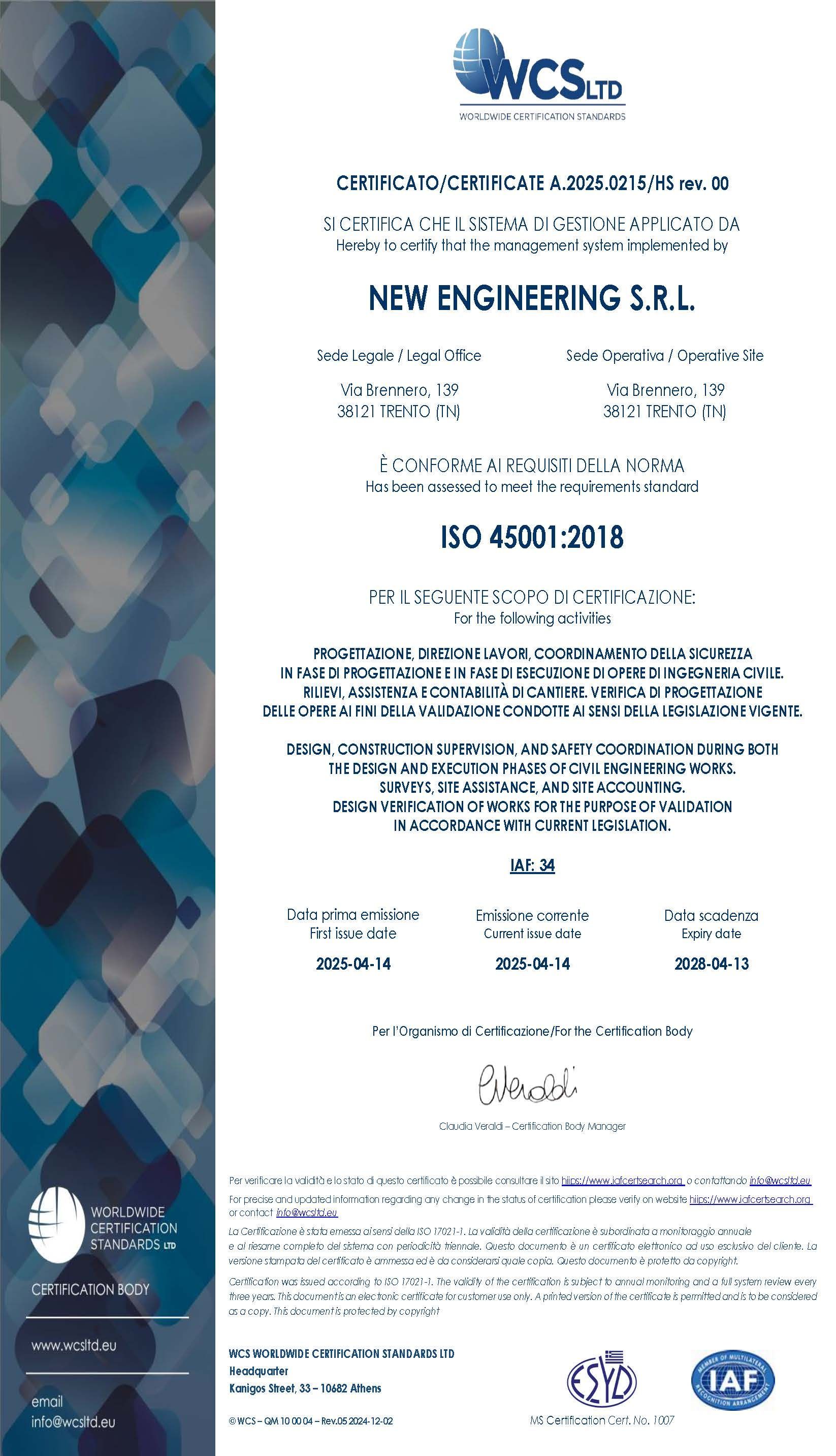 2025 APRILE | Siamo orgogliosi di annunciare che New Engineering ha raggiunto due importanti tragua