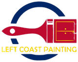 A logo for Left Coast Painting with a red paint brush