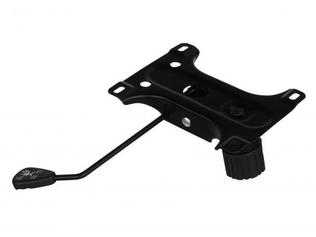 Base de cadeira preta com alavanca e cilindro para ajuste de altura.