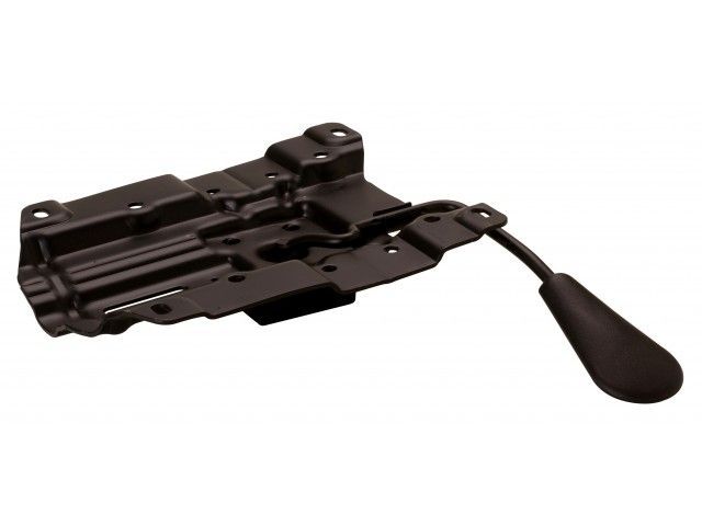 Mecanismo de cadeira em metal preto com alavanca.