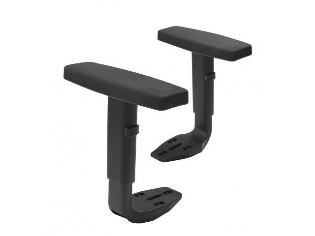 Par de apoios de braço pretos ajustáveis ​​para cadeira.