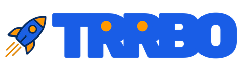 Blue "TRRBO" logo where the two letter 'R's are stylized as turbine fans, with "AI-POWERED WEBSITES" written below.