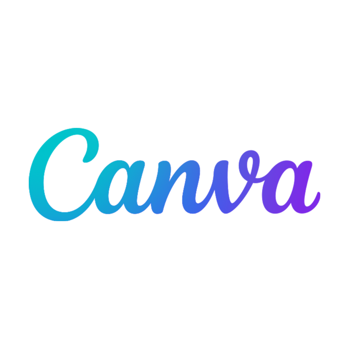 Canva logo in gradient teal to purple script.
