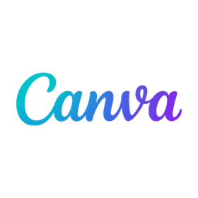 Canva logo in gradient teal to purple script.