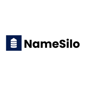 NameSilo logo: dark blue square with white silo icon, black text