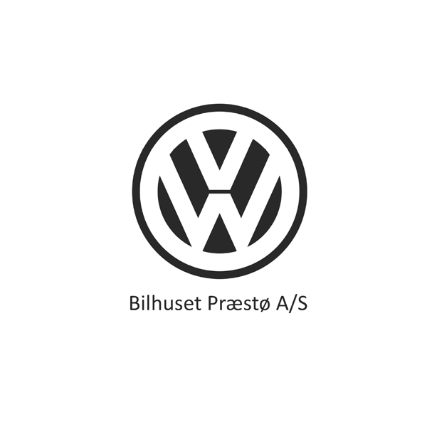 Bilhuset Præstøs logo med Volkwagens emblem.