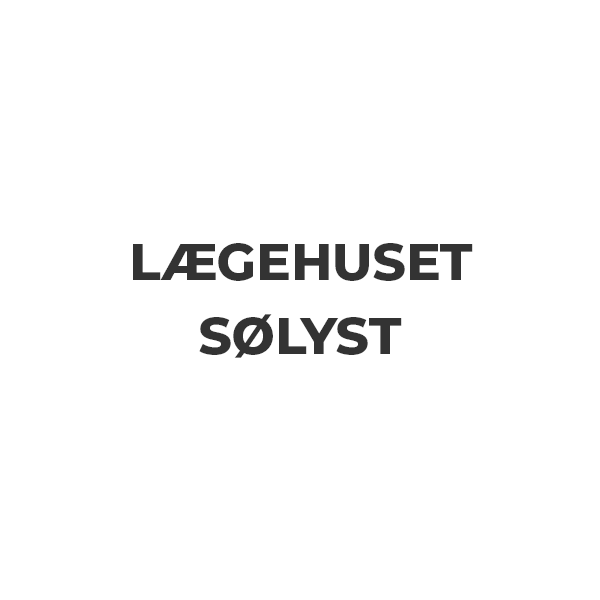 Et sort/hvidt logo til lægehuset Sølyst på hvid baggrund.