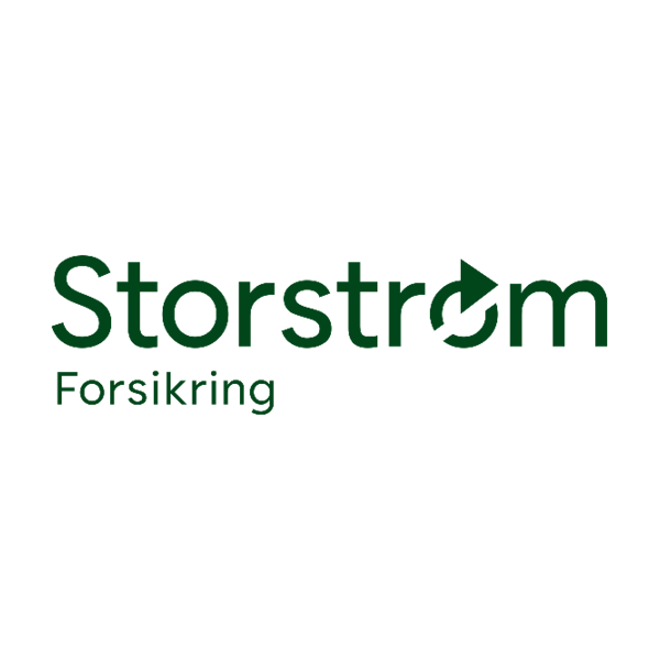 Et grønt logo for storstrom forsikring på hvid baggrund.