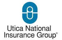 The Utica National Insurance Group logo features a blue oval with a white stylized