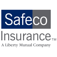 The Safeco Insurance logo, featuring blue and gray text with