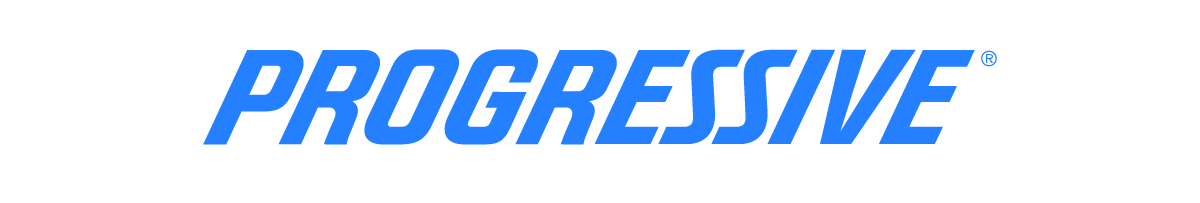 The blue, italicized logo for the insurance company Progressive.