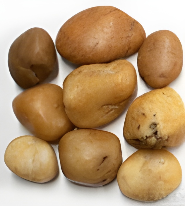 Nine Smooth, Light-brown Pebbles Clustered Together Against A White Background. Some Have Darker Spots Or Hues — Wodonga Sand & Soil in Wodonga, VIC