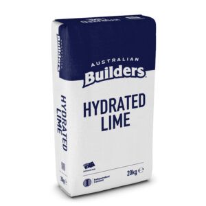 Bag of Australian Builders hydrated lime, white with blue top, text reads