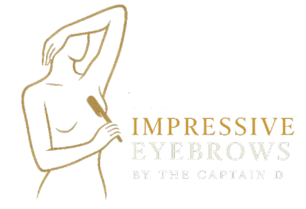 A logo for Impressive Eyebrows by the Captain D
