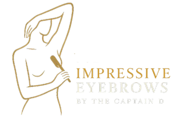 A logo for Impressive Eyebrows by the Captain D
