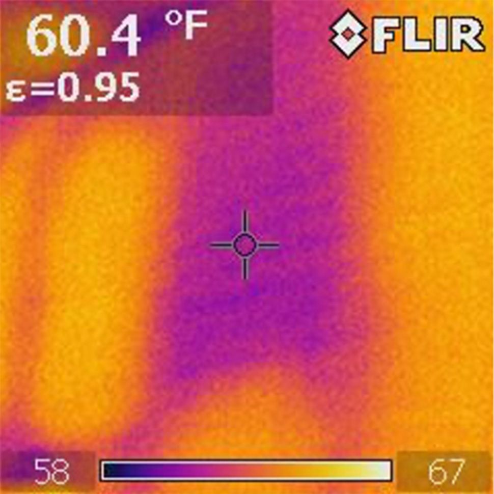 A flir thermal camera shows a temperature of 60.4 degrees fahrenheit.